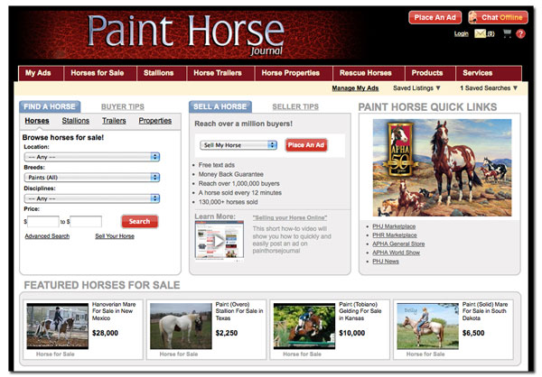 Paint Horse Journal Debuts Online Equine Classified Site