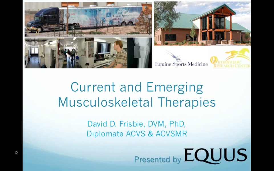 Webinar: Current and Emerging Musculoskeletal Therapies with David Frisbie, DVM, PhD